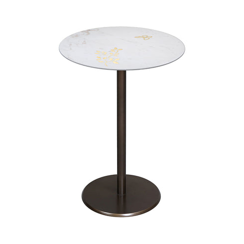 White Marble Round Accent Table